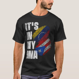 Venezuelan And Boricua DNA Mix Flag Heritage T-Shirt