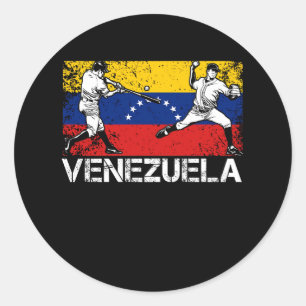 Venezuelan Baseball Player Venezuela Flag Softball Classic Round Sticker