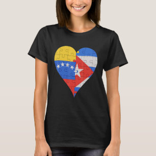 Venezuelan Cuban Flag Heart T-Shirt