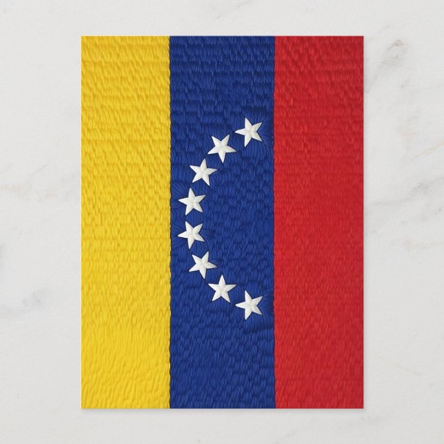 Venezuelan flag embroidery style design is transla postcard (Front)