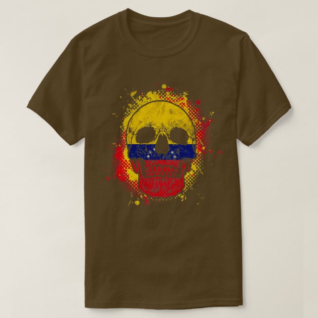 Venezuelan Flag Skull T-Shirt (Design Front)