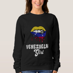 Venezuelan Girl Lips Venezuela Flag Roots South Am Sweatshirt