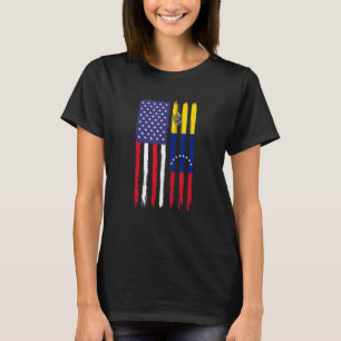 Venezuelan Roots Half American Flag Patriotic Vene T-Shirt