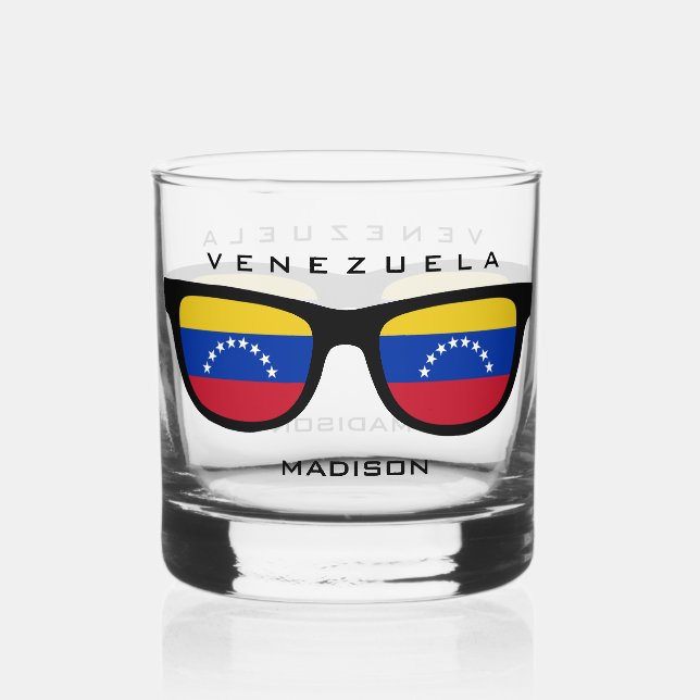 Venezuelan Shades custom name Whiskey Glass (Front)