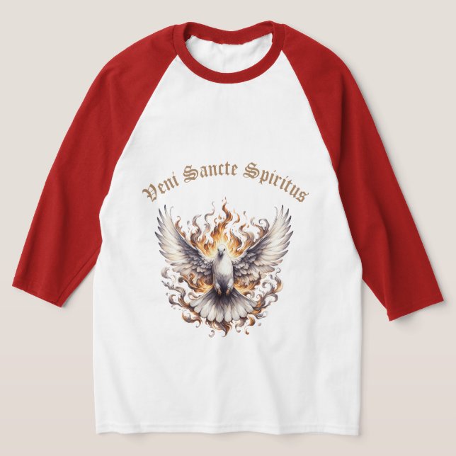 Veni Sancte Spiritus - Come Holy Spirit Raglan T-Shirt (Laydown)