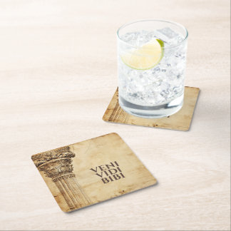 Veni Vidi Bibi Funny Ancient Rome Latin Saying Square Paper Coaster
