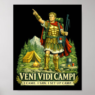 Veni Vidi Cam Funny Camng Roman Soldier Latin Poster