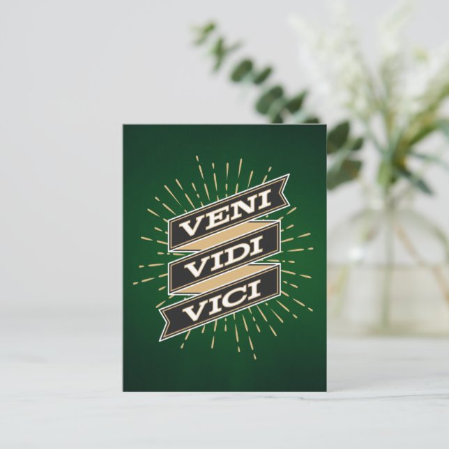 Veni Vidi Vici Green Postcard (Standing Front)