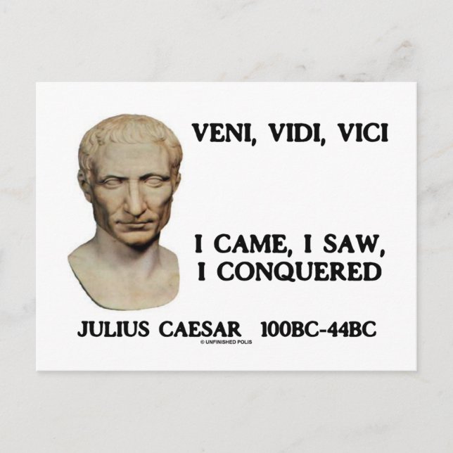 Veni, Vidi, Vici - I Came, I Saw, I Conquered Postcard (Front)