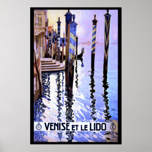 Venice and Lido Vintage Italian travel Poster