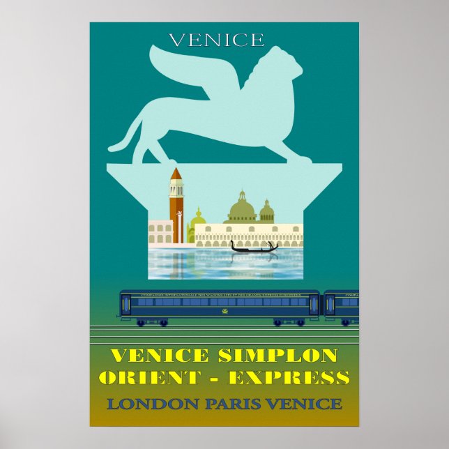 Venice and the Orient Express travel poster (Front)