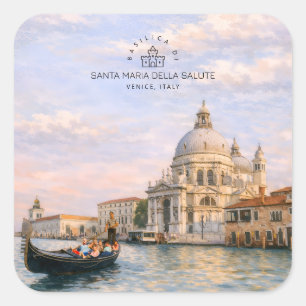 Venice Basilica Salute Watercolor Iconic Domes Square Sticker