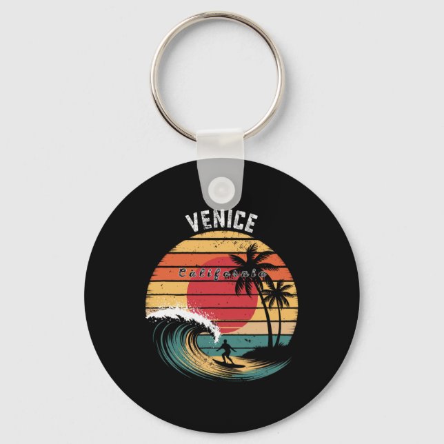 Venice Beach California Beach Surfing  Key Ring (Front)