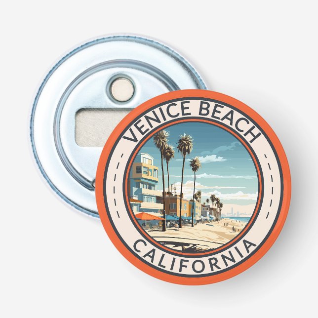 Venice Beach California Boardwalk Travel Art Retro Bottle Opener (Front)