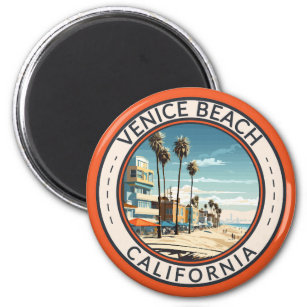 Venice Beach California Boardwalk Travel Art Retro Magnet