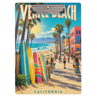 Venice Beach California Colourful Surfboards Poste Clipboard