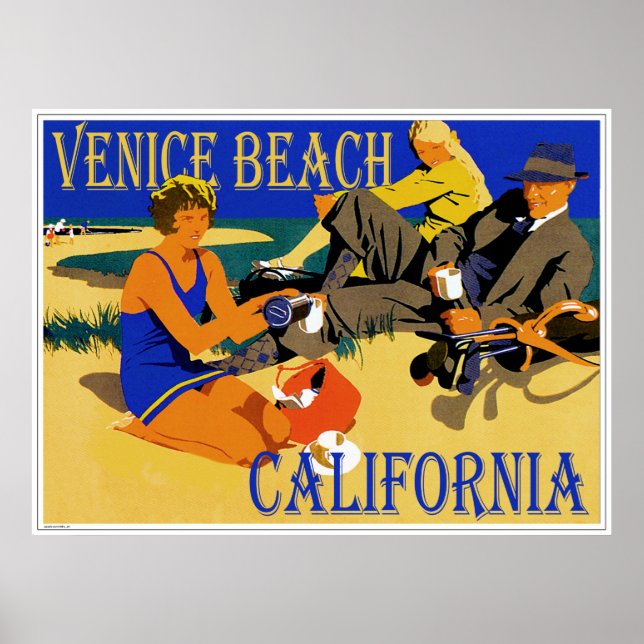 Venice Beach California Retro Beach 1920s Poster (Front)