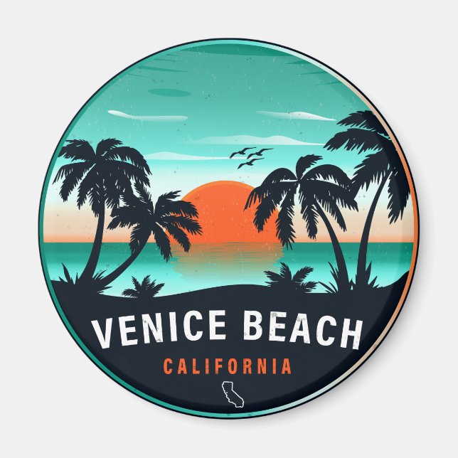 Venice Beach California Retro Sunset Souvenirs 80s Magnet (Front)