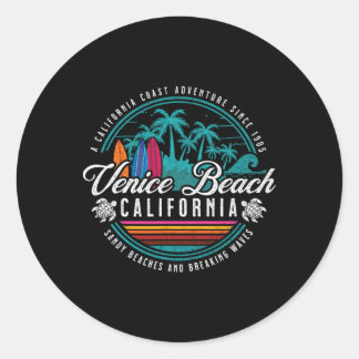 Venice Beach California Sandy Beaches Breaking Wav Classic Round Sticker