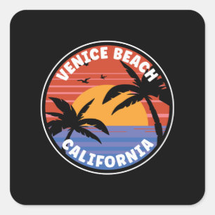 Venice Beach California Sunset Paradise Square Sticker