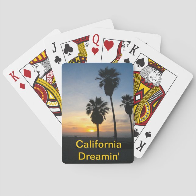 Venice Beach California Sunset Playing Cards (Back)