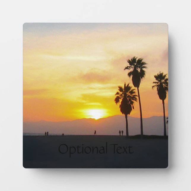Venice Beach California Sunset Souvenir Plaque (Front)