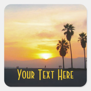 Venice Beach California Sunset Souvenir Square Sti Sticker