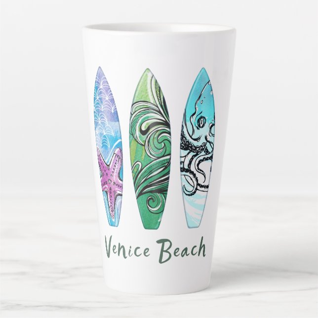Venice Beach California Surfboards Latte Mug (Front)