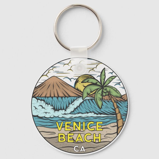 Venice Beach California Vintage  Key Ring (Front)