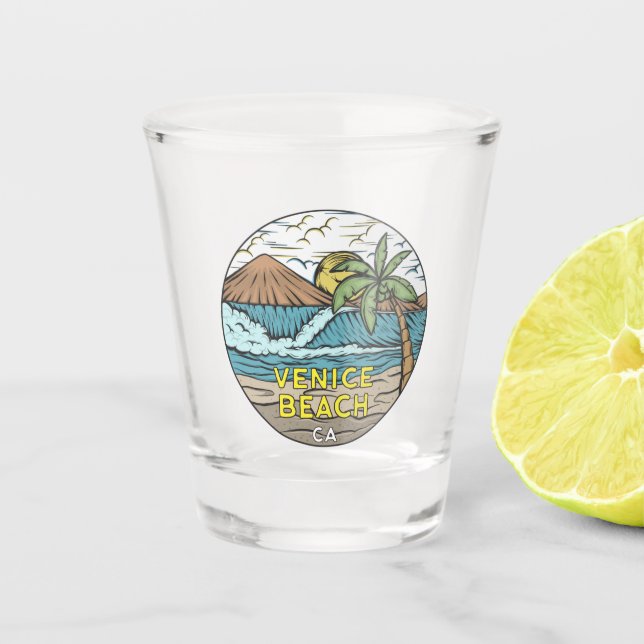 Venice Beach California Vintage  Shot Glass (Front)