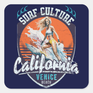 Venice Beach California Vintage Summer Square Sticker