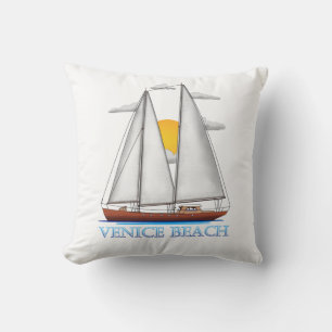 Venice Beach Coastal Nautical Sailing Sailor Cushion