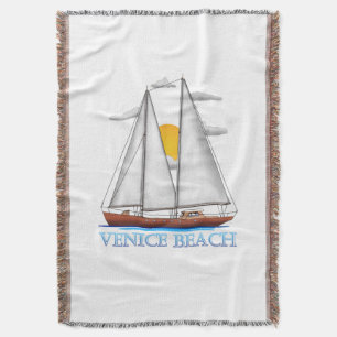 Venice Beach Coastal Nautical Sailing Sailor Throw Blanket