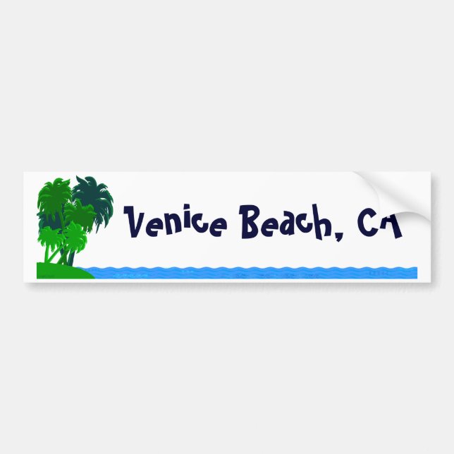 Venice Beach Custom Palm Tree Bumper Sticker (Front)