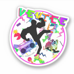 Venice Beach & English Bulldog   90s Neon Colors