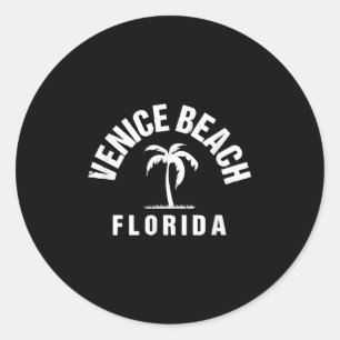 Venice Beach Fl Palm Tree Art Venice Palm Tree Tra Classic Round Sticker