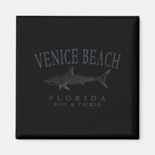 Venice beach florida shark retro slate art fishing magnet