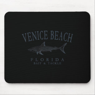 Venice beach florida shark retro slate art fishing mouse pad