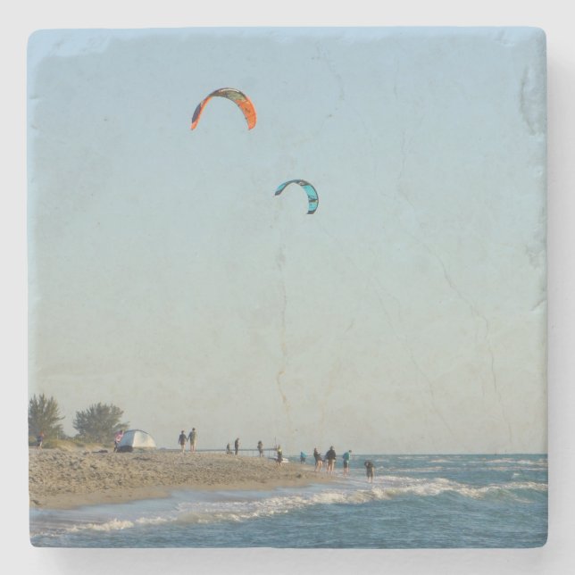 Venice Beach Kite Surfers Stone Coaster (Front)