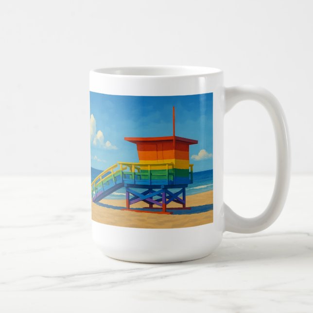 Venice Beach Rainbow Lifeguard Stand Coffee Mug (Right)