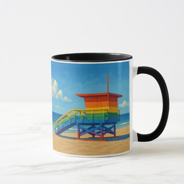 Venice Beach Rainbow Lifeguard Stand Mug (Right)