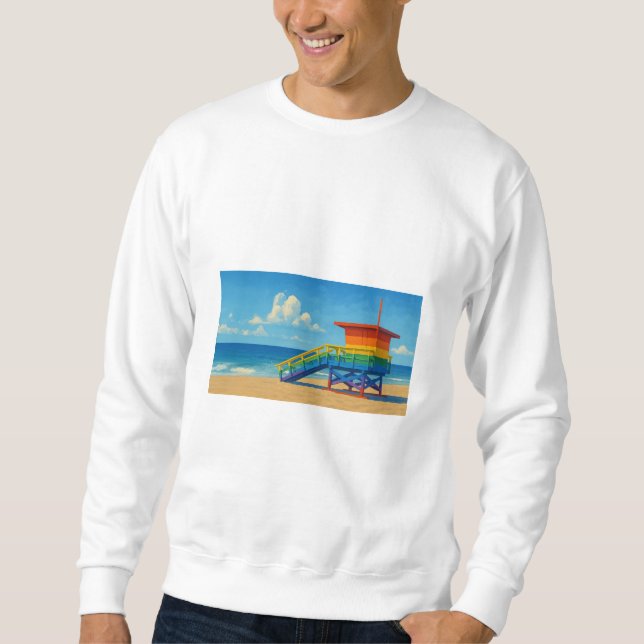Venice Beach Rainbow Lifeguard Stand Sweatshirt (Front)