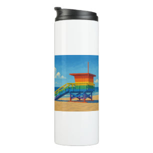 Venice Beach Rainbow Lifeguard Stand Thermal Tumbler