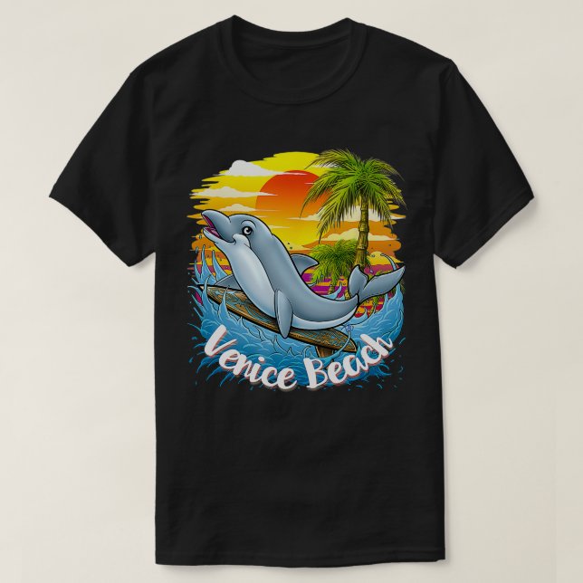 Venice Beach s Florida Spring Break Dolphin  T-Shirt (Design Front)