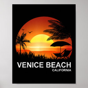 Venice Beach Summer Shirt Vintage Palm Tree Califo Poster