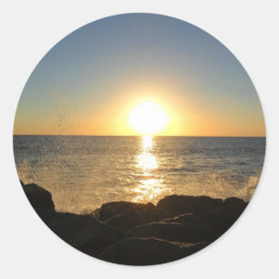 Venice Beach Sunset Classic Round Sticker