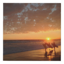 Venice Beach Sunset Surfers with Orange Clouds