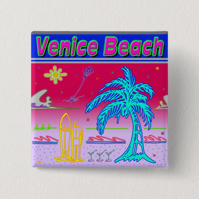 "Venice Beach" Surfer Button (Front)