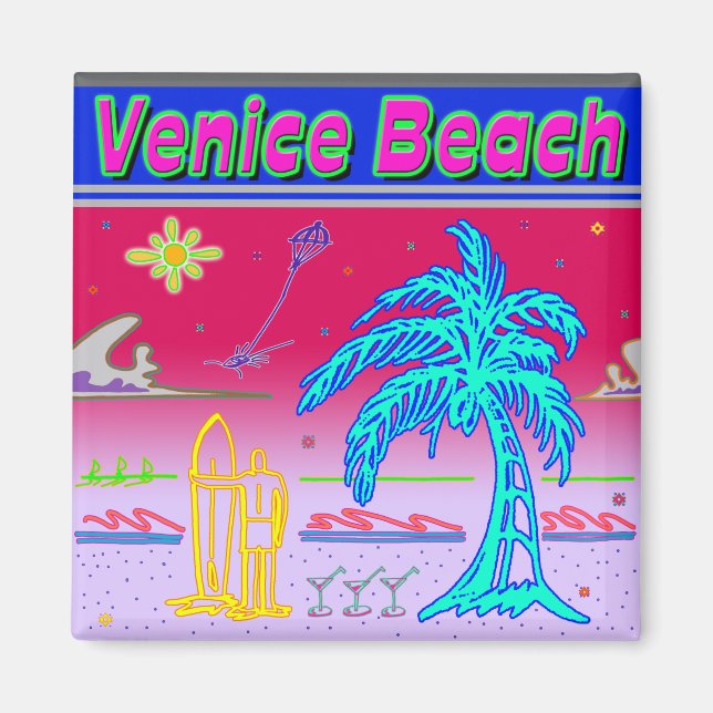 "Venice Beach" Surfer Magnet (Front)