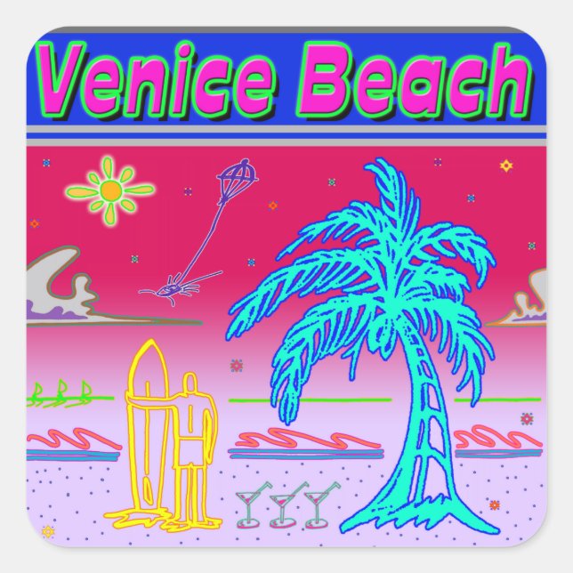 "Venice Beach" Surfer Sticker (Front)